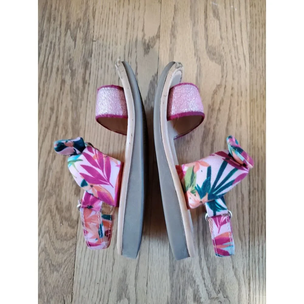 Jessica Simpson Girls 10 Sandals Tropical Floral Bow Sparkle GUC